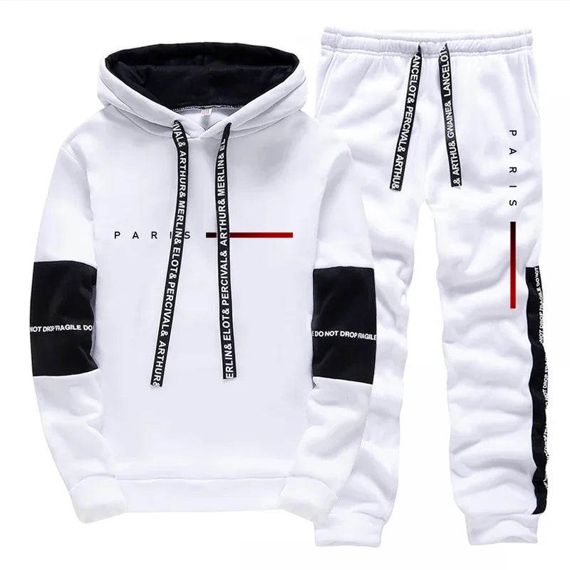 Men's Set Paris Fashion Hoodie and Sweatpants Streetwear Male All Season Daily Casual Sports Pullover Jogging Pants Tracksuit