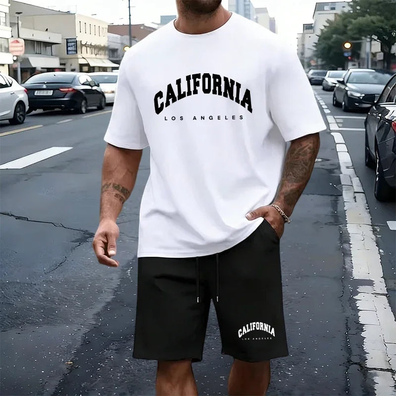 Men's T-Shirt Tracksuit Print Adult Sports Casual O Neck Short Sleeves Jogging Clothes Summer Street 2-Piece Set or Tees Shorts