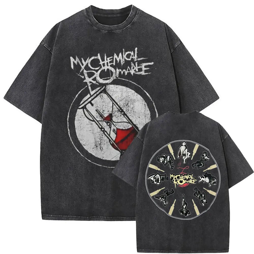Washed Vintage Rock Band My Chemical Romance The Black Parade Tour 2025 T-shirt Men Women Fashion Punk Emo Oversized T Shirts