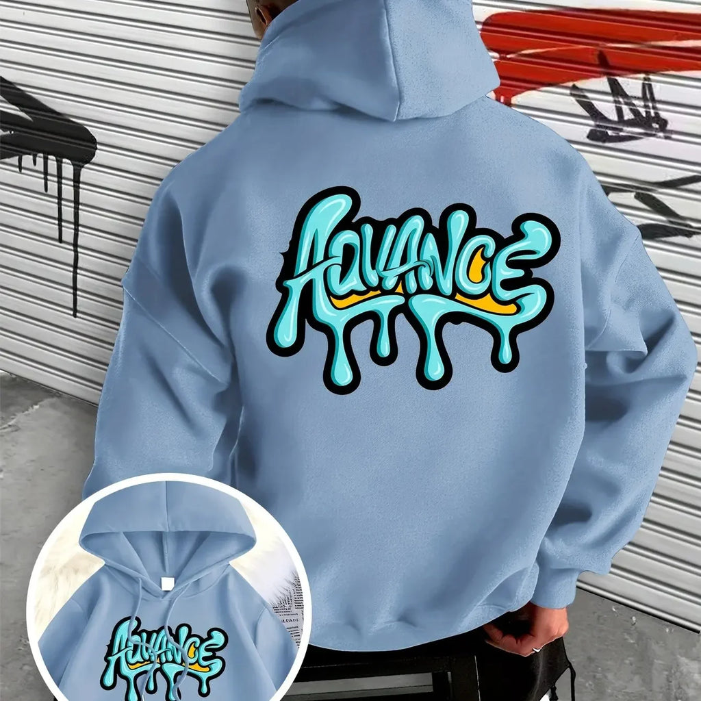 Men's hooded sweatshirt with stylish graffiti print design
