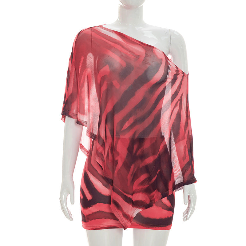 Claw Print Off-Shoulder Two-Piece Set