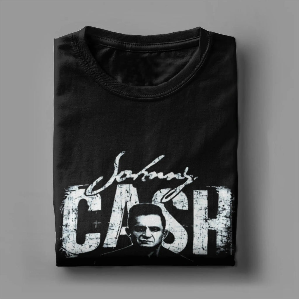 Men's T-Shirt Johnny Cash Humor 100% Cotton Tees Short Sleeve  T Shirt Round Collar Clothes Birthday Present