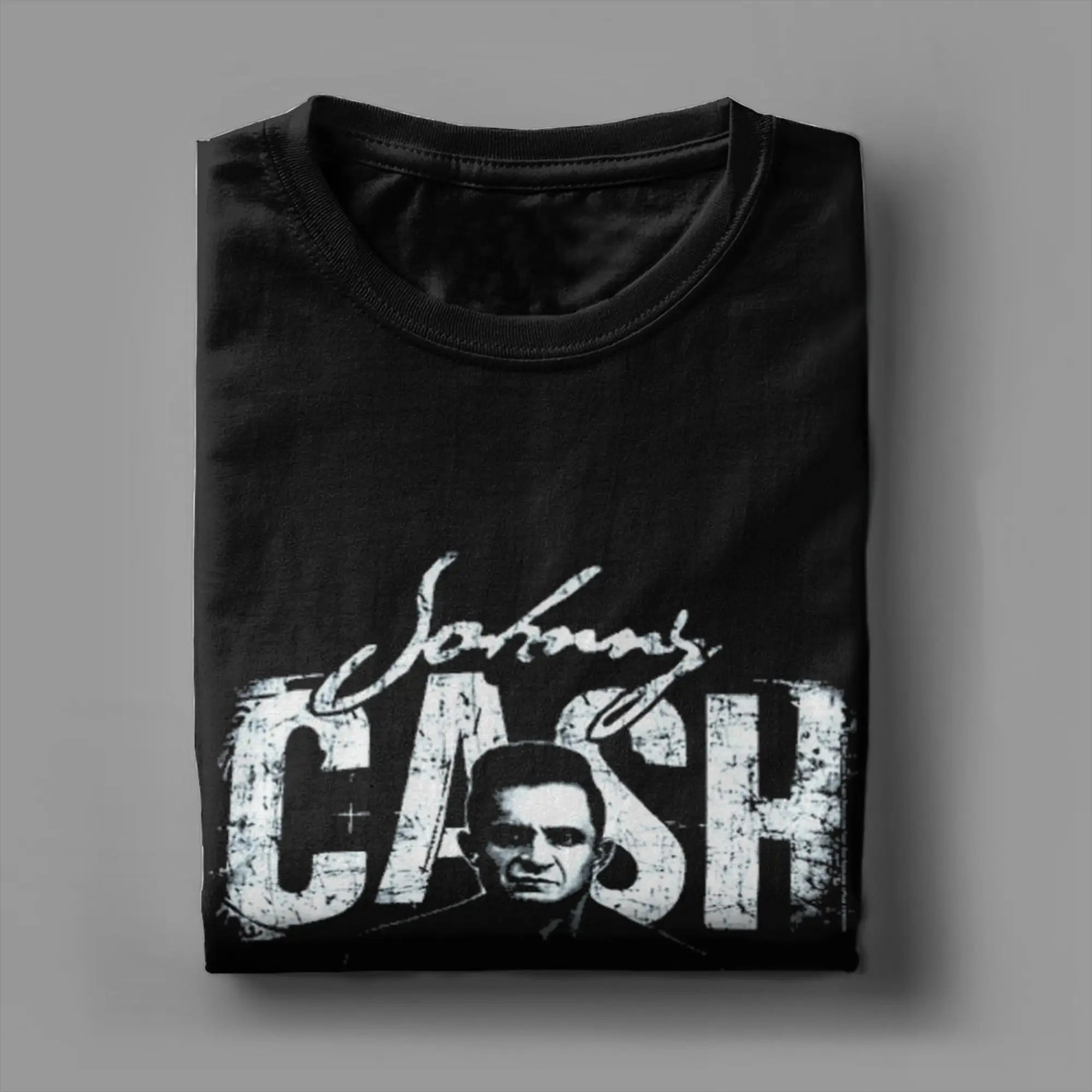 Men's T-Shirt Johnny Cash Humor 100% Cotton Tees Short Sleeve  T Shirt Round Collar Clothes Birthday Present