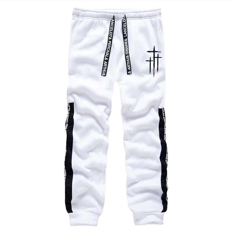 2026 New Arrival Men's Tracksuit Hoodie and Sweatpants 2pcs Set Autumn Daily Casual Sports Hooded Sportswear Cross Print Outfits
