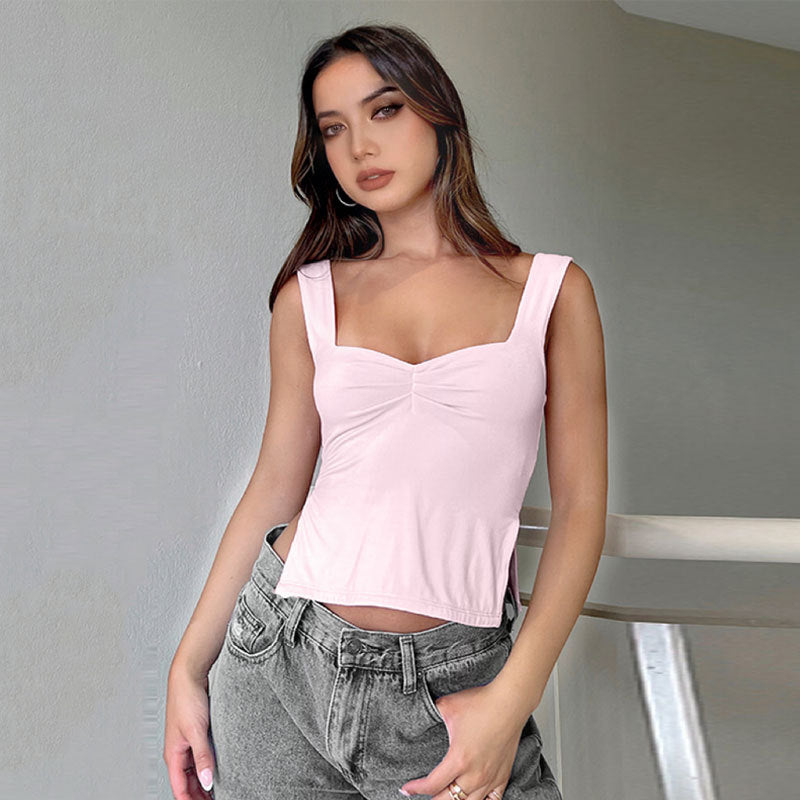 Backless Square Neck Crop Vest