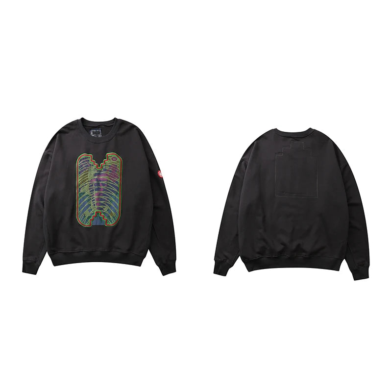 New CAV EMPT Washed Round Neck Sweatshirt Men Women Loose Fit Vintage Ghost Hand Print Japanese Streetwear CE Couple Same Style