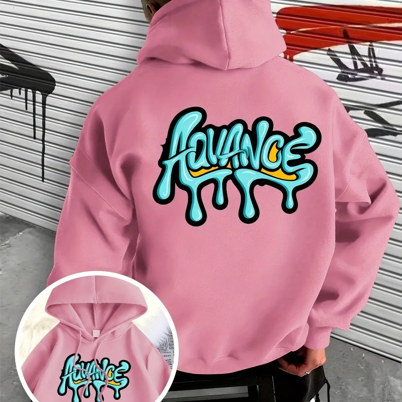 Men's hooded sweatshirt with stylish graffiti print design