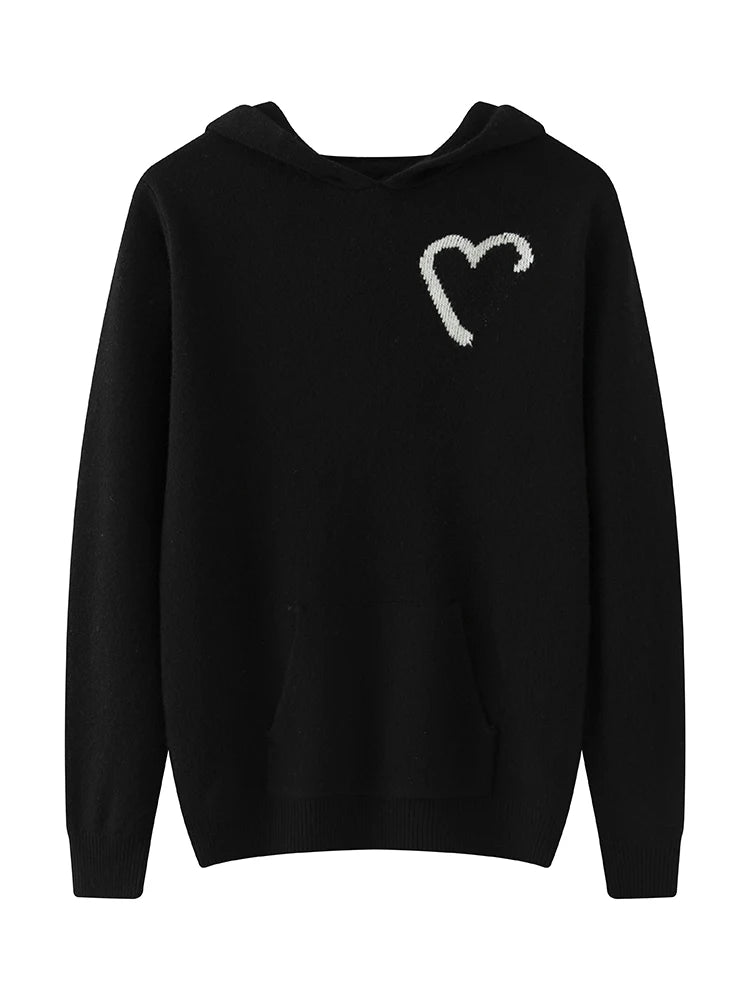 New 100% Merino Wool Pullover For Men Thick Jacquard Sweater Knit Autumn Winter Hoodie Long Sleeves Soft Casual Top