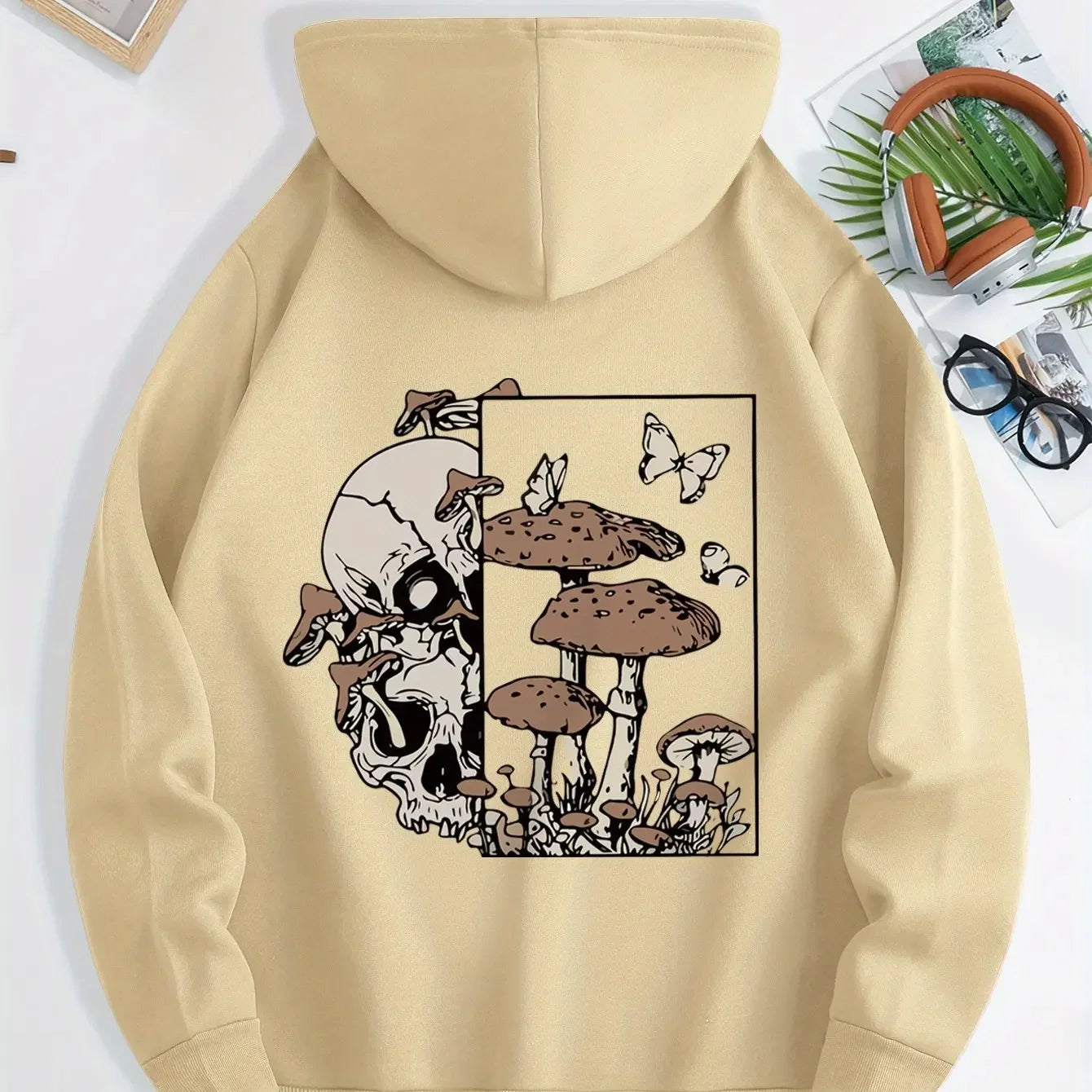 New unisex stylish hooded sweatshirts casual everyday hoodies printed with skull mushroom and butterfly patterns