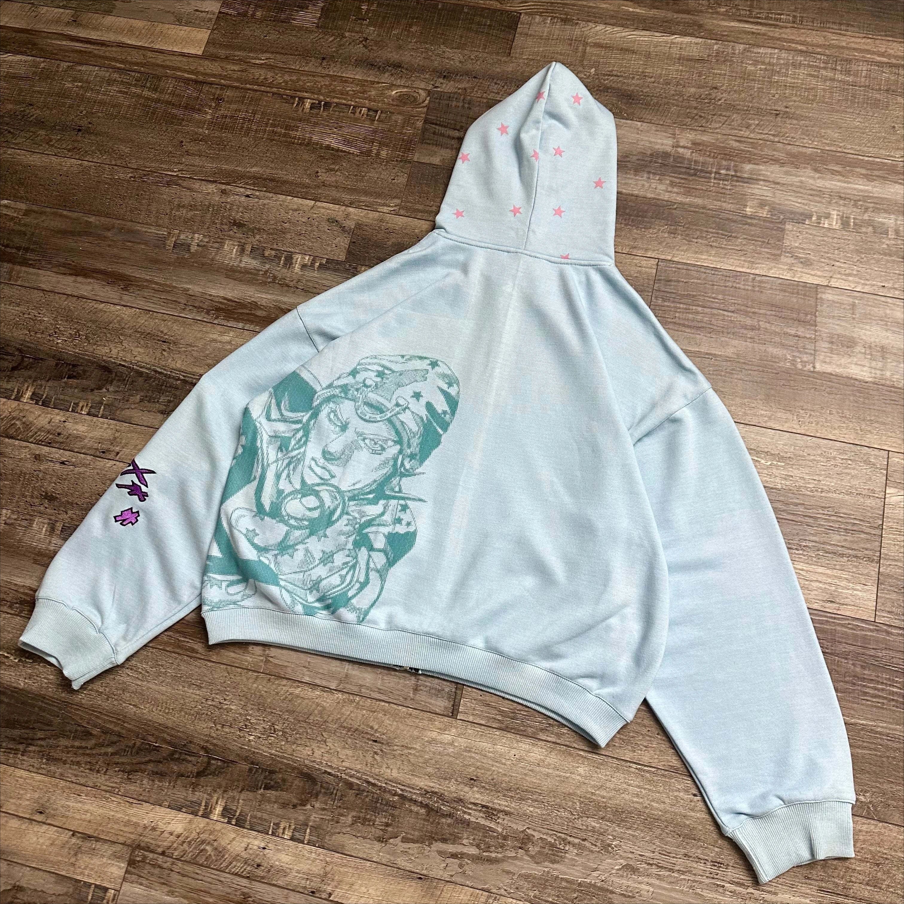 Harajuku Jojo Bizarre Adventure Zip Up Hoodies Embroidery Johnny Joestar Zip Up Hoodie Hip Hop CoupleS Y2k Street Sweatshirt