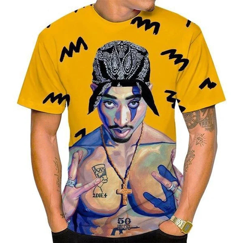 New Women Men Fashion 3D Print Tupac Shakur 2Pac T-shirt Casual Personality Hip-hop Streetwear Cool T-shirt