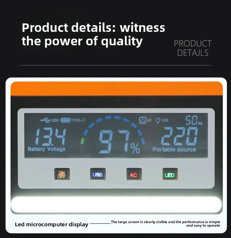 220V 600W Portable Power Station Outdoor Camping Emergency Power Supply AC 600Wh Backup Battery for Travel Fishing Live Stream