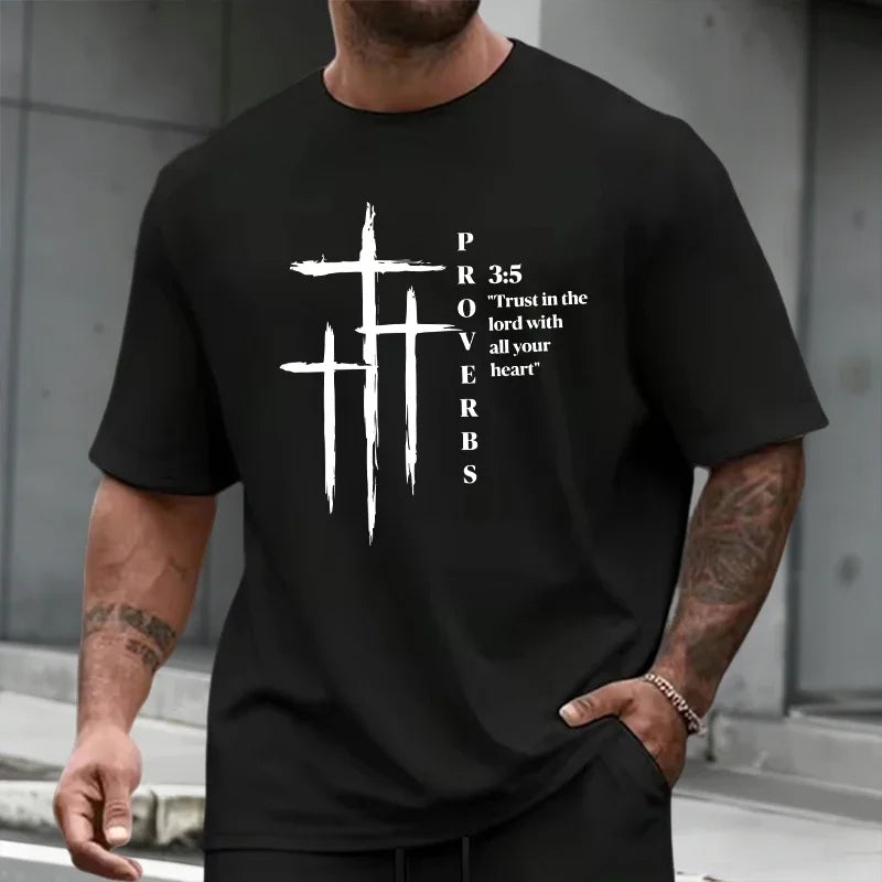 2026 Summer Men's Set Cross Print T-shirts and Shorts Home Outdoor Comfort Soft Short Sleeve Outfit Urban Casual Trend Tracksuit