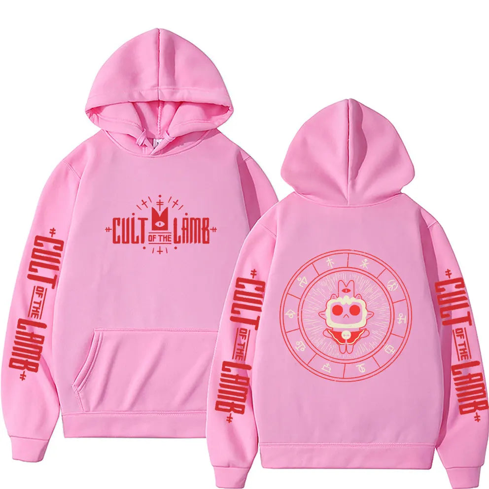 Game Cult of The Lamb Print Hoodie Men Women Vintage Fleece Cotton Pullover Hoodies Unisex Fashion Casual Oversized Streetwear