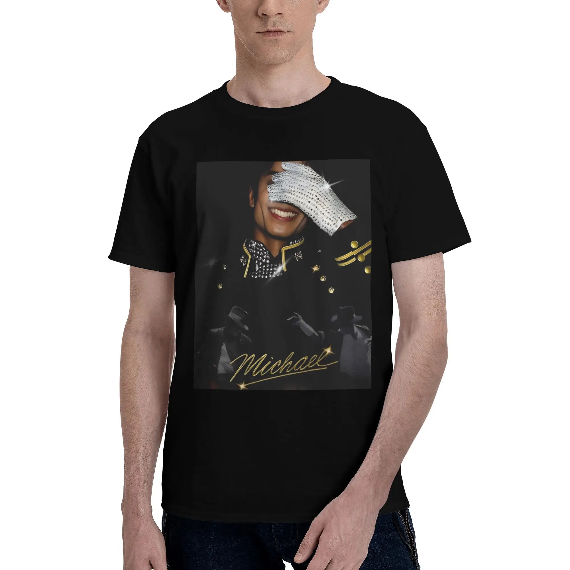 Micheal jackson Funny Graphic 100% Cotton T-Shirt MJ Tops Tees For Men