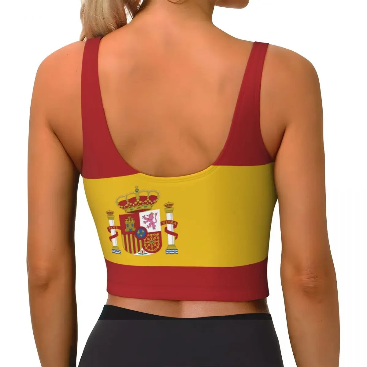 Spain Flag Basic Tops Women Samba Sexy V-Neck Yoga Fitness Sports Tops