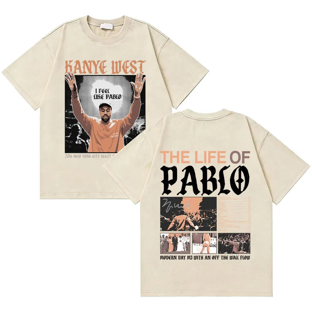 Awesome Rapper Kanye West Graduation Bear Vintage Washed T-shirt Men Women Hip Hop Fashion Trend Short Sleeve T Shirt Streetwear