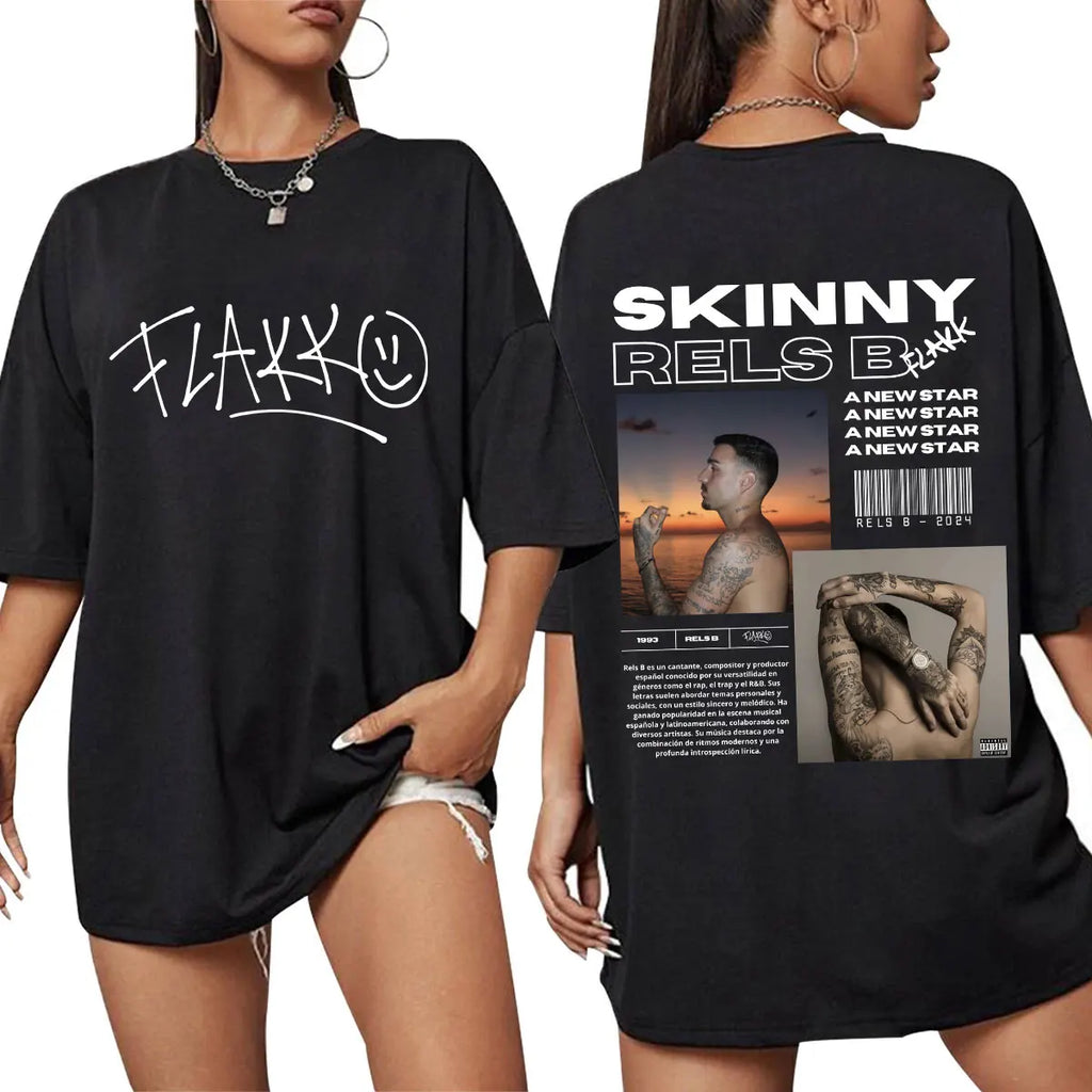 Rapper RELS B Skinny Flakk A New Star Album T-shirt Men Women Clothing Fashion Hip Hop T-shirts Cotton Loose T Shirts Streetwear