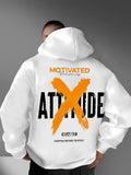 Motivated Attitude Hoodie Men ,oversized, X Letter Hip Hop Style Casual Sweatshirt, Back  Printed Patterns, Men Hoodies