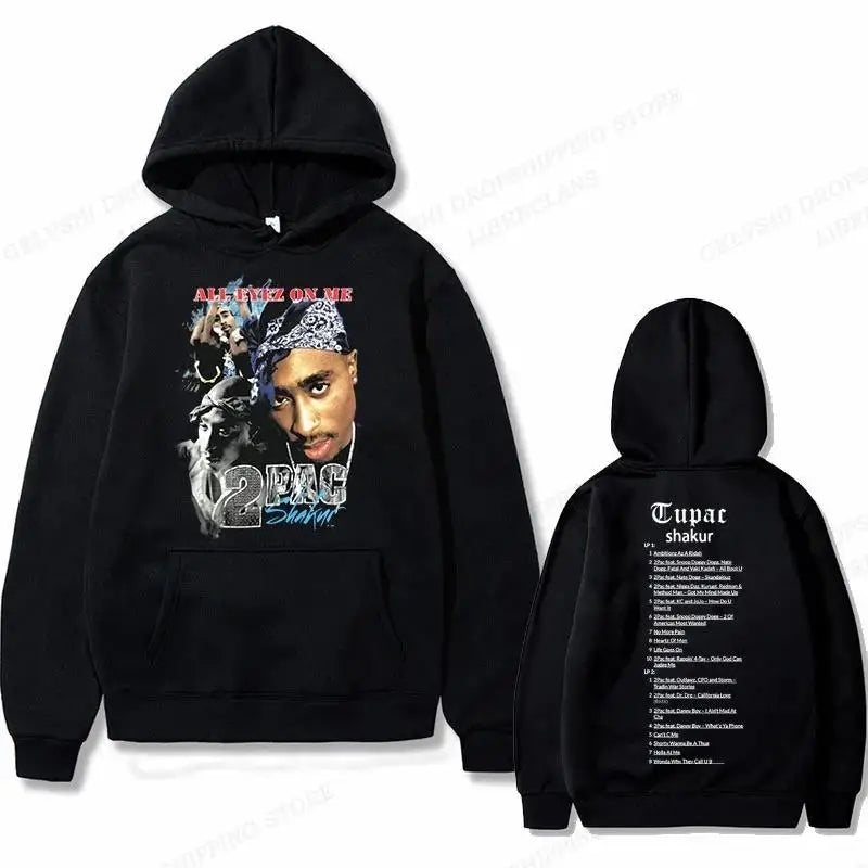 Tupac 2pac Graphic Hoodie Men Clothing Fashion Oversized Hip Hop Comfortable Autumn Winter Sweatshirt Male Casual Fleece Hoodies