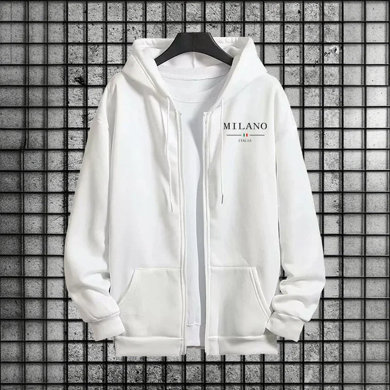 Spring 2026 Men's Tracksuit Casual Simple Quality Fashion Sportswear Single Zip Up Hoodie and Single Sports Pants Daily Jogging