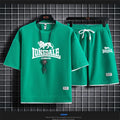 Men's summer new casual short-sleeved T-shirt set, fashionable outdoor men's round-neck pullover + sports shorts 2-piece set