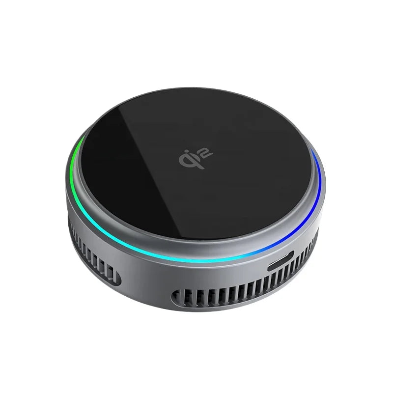 15W Magnetic Qi2 Wireless Charger with Cooling Radiator and Switchable RGB Light for Smartphones Phone Cooler for Gaming
