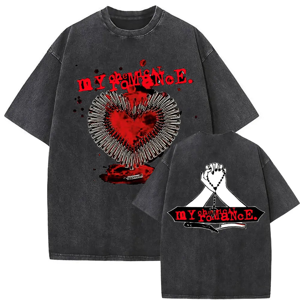 Washed Vintage Rock Band My Chemical Romance The Black Parade Tour 2025 T-shirt Men Women Fashion Punk Emo Oversized T Shirts