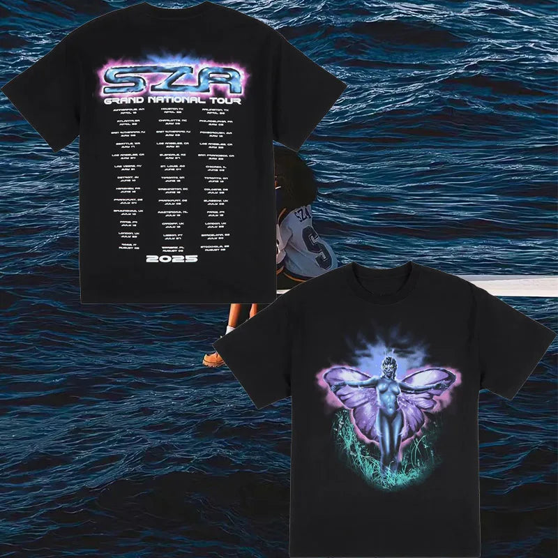2025 SZA MARIAS Lamar TShirt Grand National Tour Men and Women Clothing Oversize Vintage Unisex High Quality Cotton Clothes