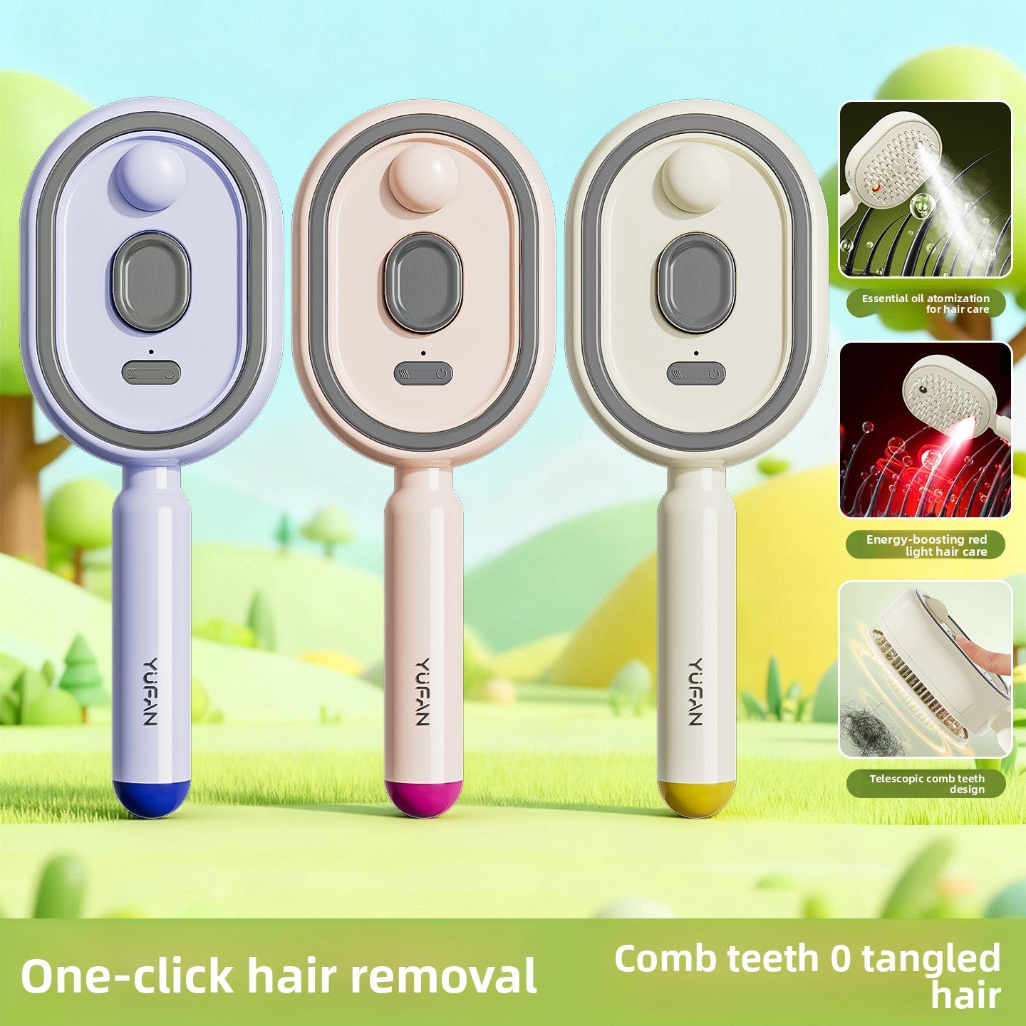Electric Spray Massage Hair Brush with Red Light Therapy