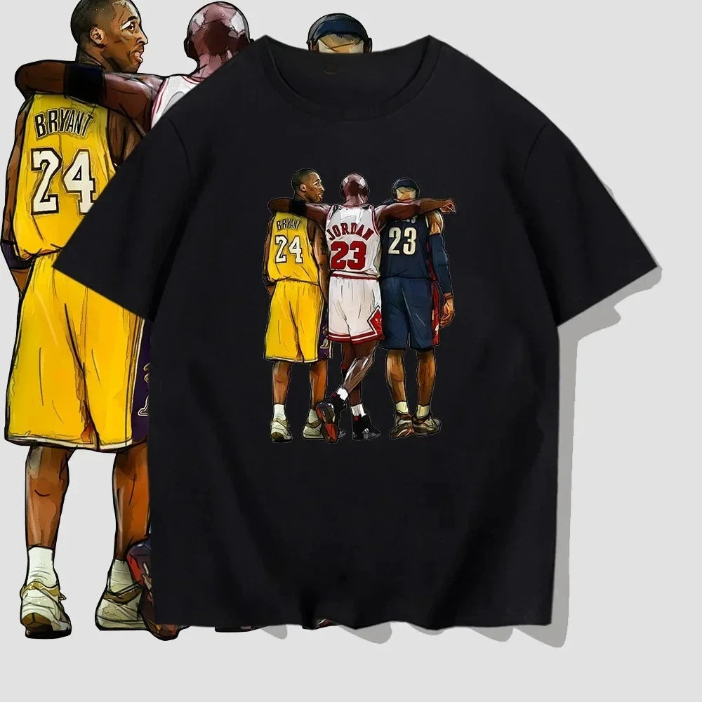 Kobe Bryant Children's Summer Cotton Short Sleeve T-shirt with LeBron James Cartoon Pattern Printed men clothing