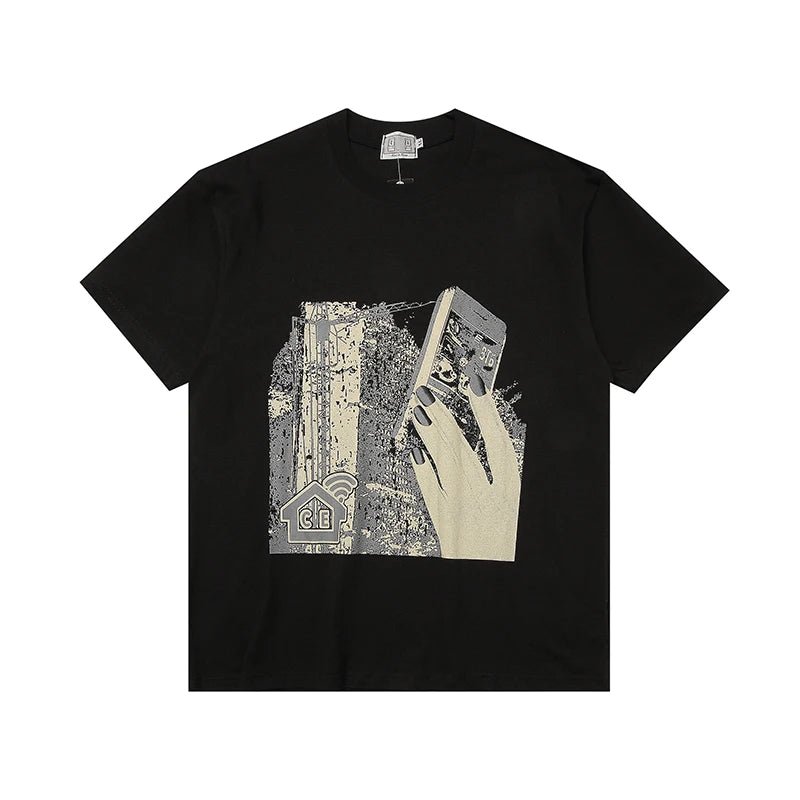 CAV EMPT C.E Short-Sleeved T-Shirt Men Women Couples 100% Cotton Telephone Building Print Cavempt T Shirts Loose Casual Tops