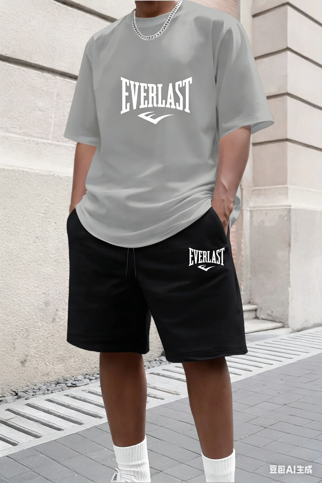 Men's summer T-shirt and shorts set men's breathable sportswear set casual and fashionable short-sleeved T-shirt set