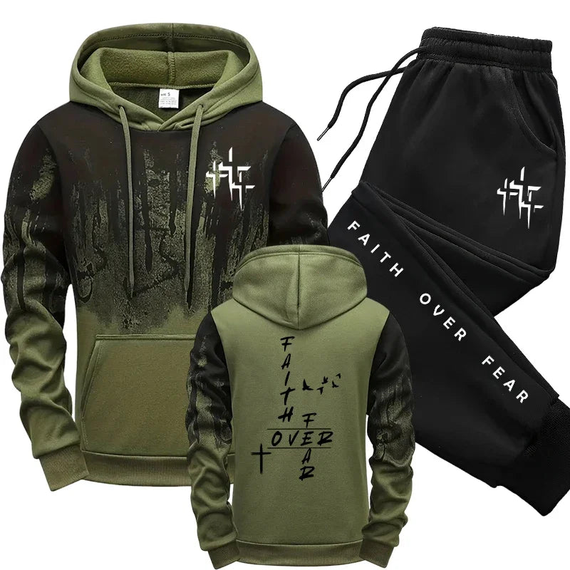 Fall Winter Daily Casual Fashion Sportswear Outdoor Jogger Fitness Outfit 2026 New in Men's Tracksuit Hoodie&sweatpants 2pcs Set
