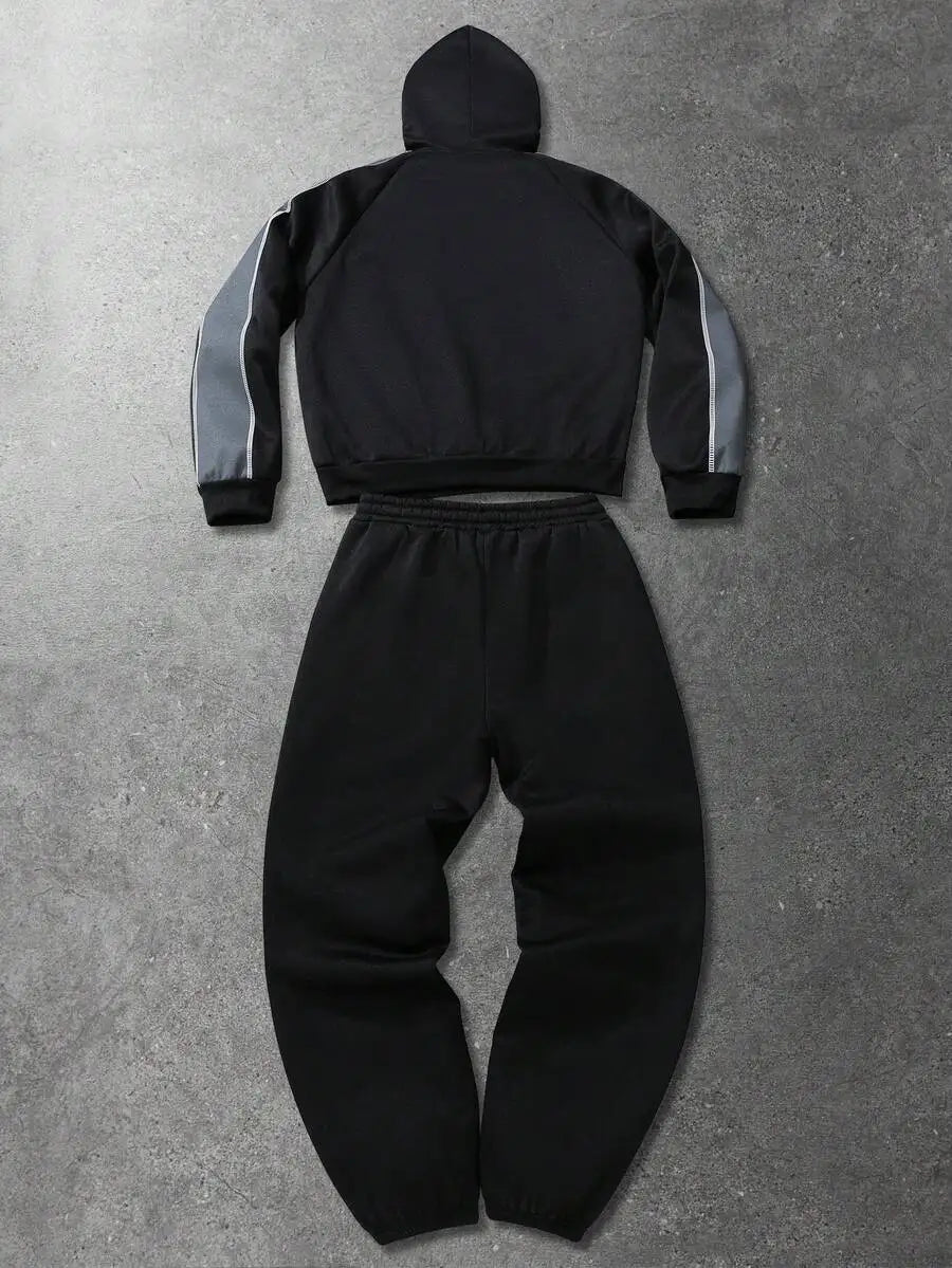 Mens Thermal Hoodie And Pants Set Casual Streetwear Autumn Winter
