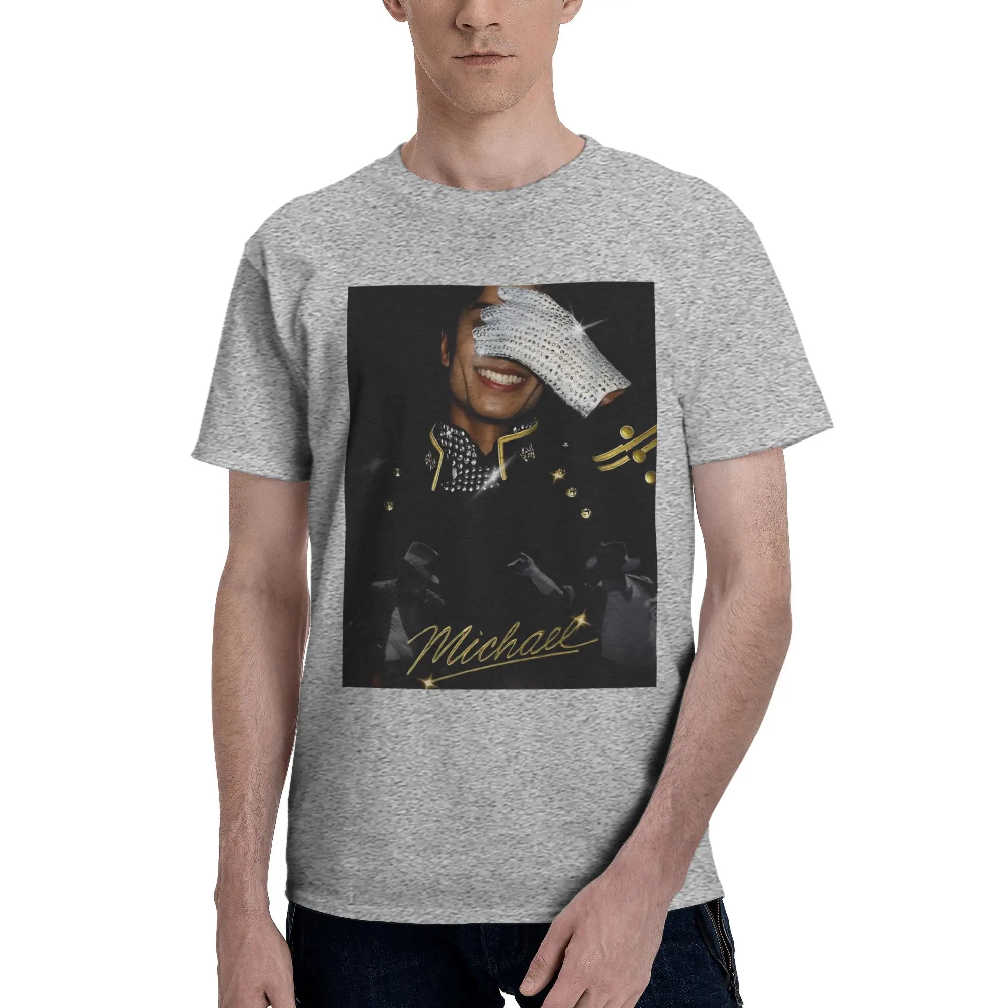 Micheal jackson Funny Graphic 100% Cotton T-Shirt MJ Tops Tees For Men
