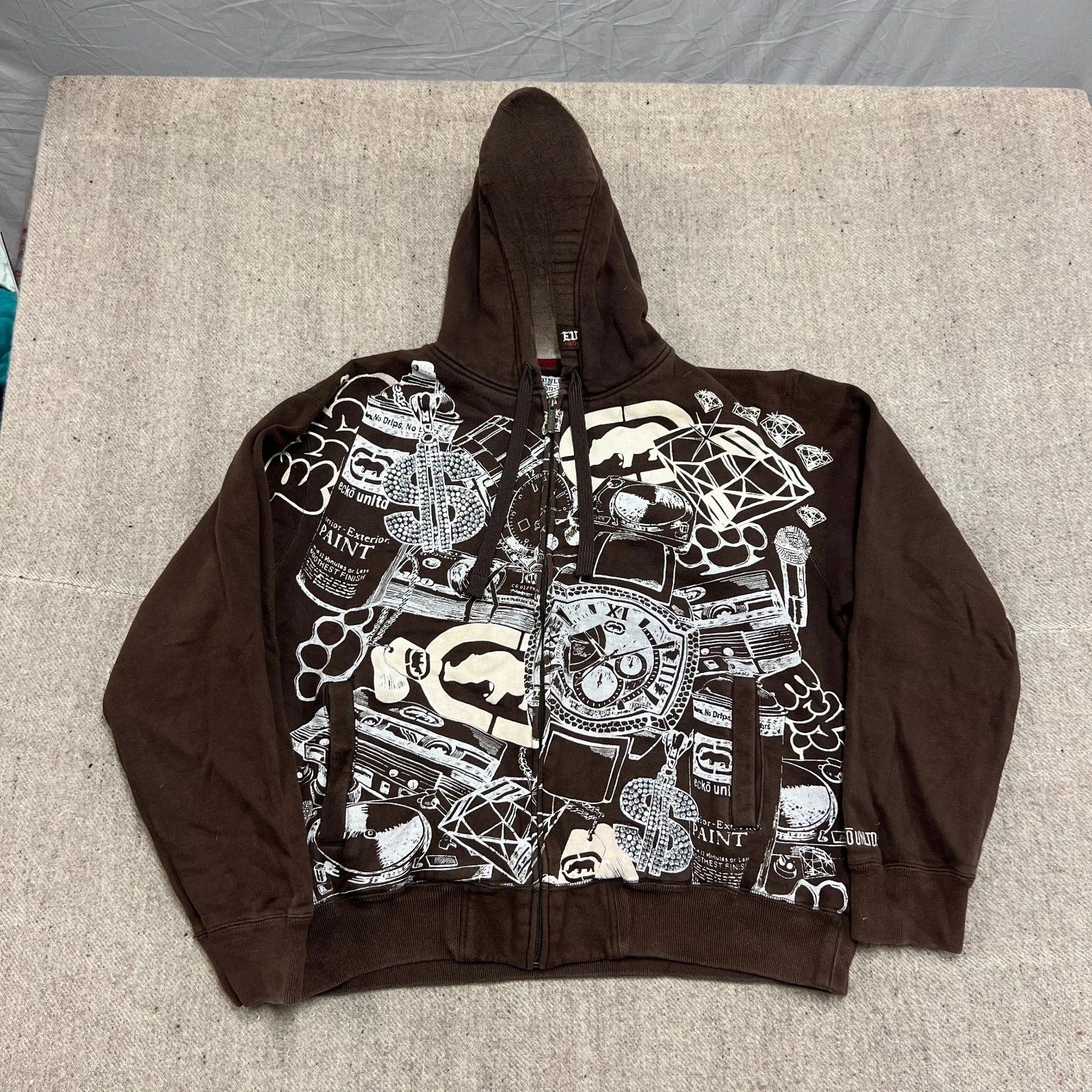 Explosions Hooded sweater Men American Retro Hip-Hop Street Graffiti Unisex Zipper Hoodie Fashion Printed Pattern Sweatshirt