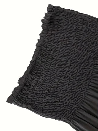 Plus Size sexy tube top, women's solid ribbed slightly elastic pleated tube top