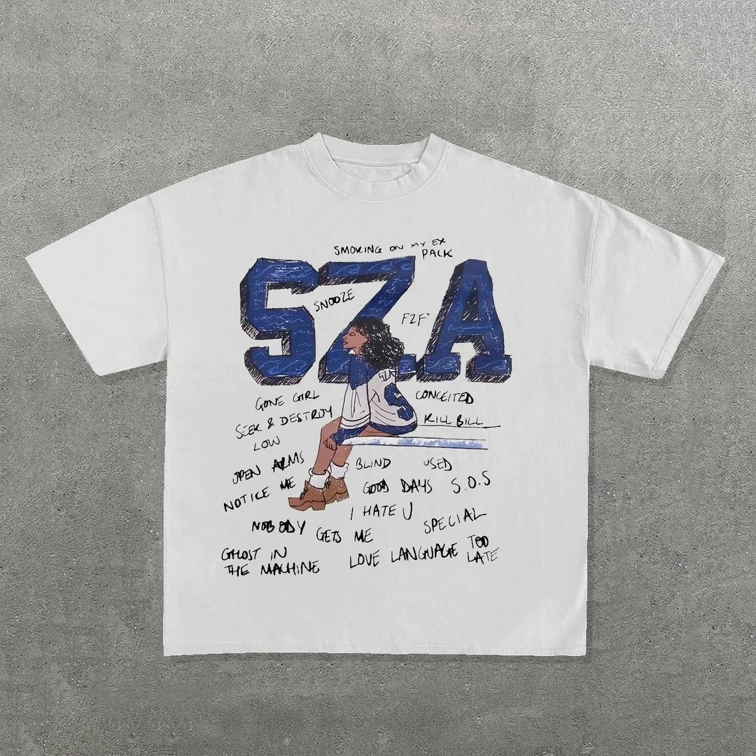 2025 SZA MARIAS Lamar TShirt Grand National Tour Men and Women Clothing Oversize Vintage Unisex High Quality Cotton Clothes
