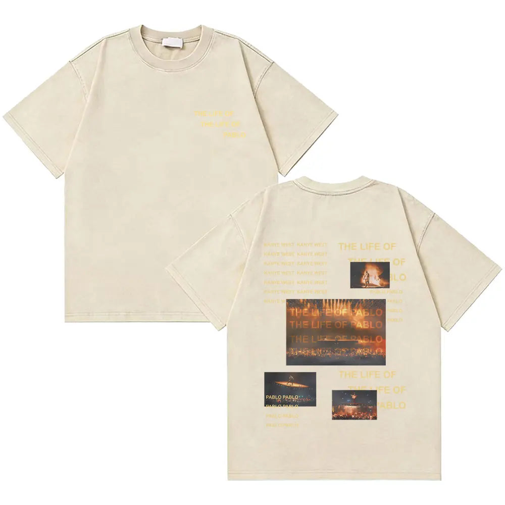 Awesome Rapper Kanye West Graduation Bear Vintage Washed T-shirt Men Women Hip Hop Fashion Trend Short Sleeve T Shirt Streetwear