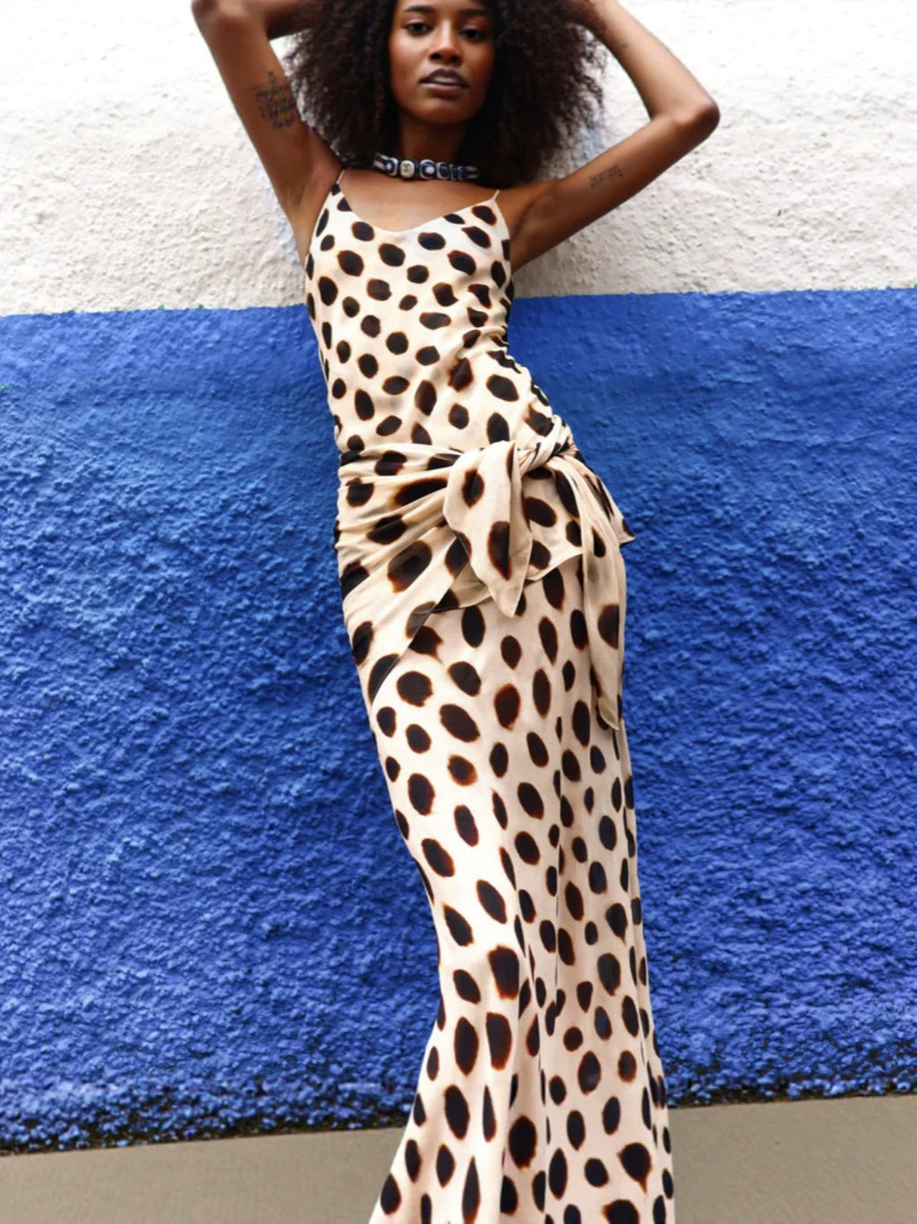 Polka Dot Backless Long Dress