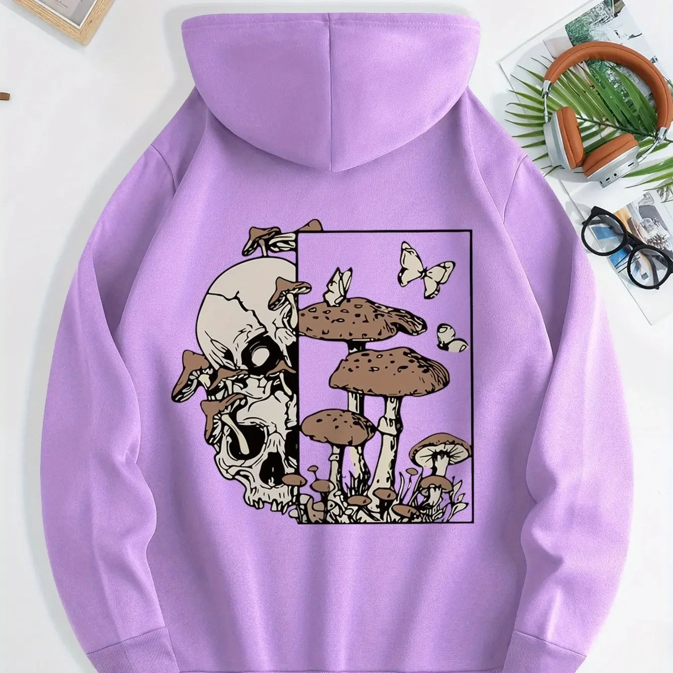 New unisex stylish hooded sweatshirts casual everyday hoodies printed with skull mushroom and butterfly patterns