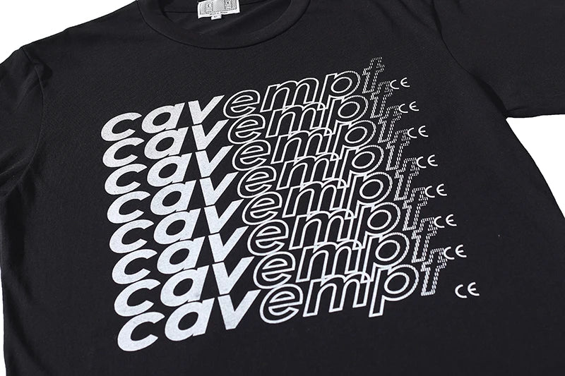 Summer Couple Black White Breathable Cotton Short Sleeve CAV Tshirts Bullet Screen Letter Print Round Neck Top Men Women Outfit