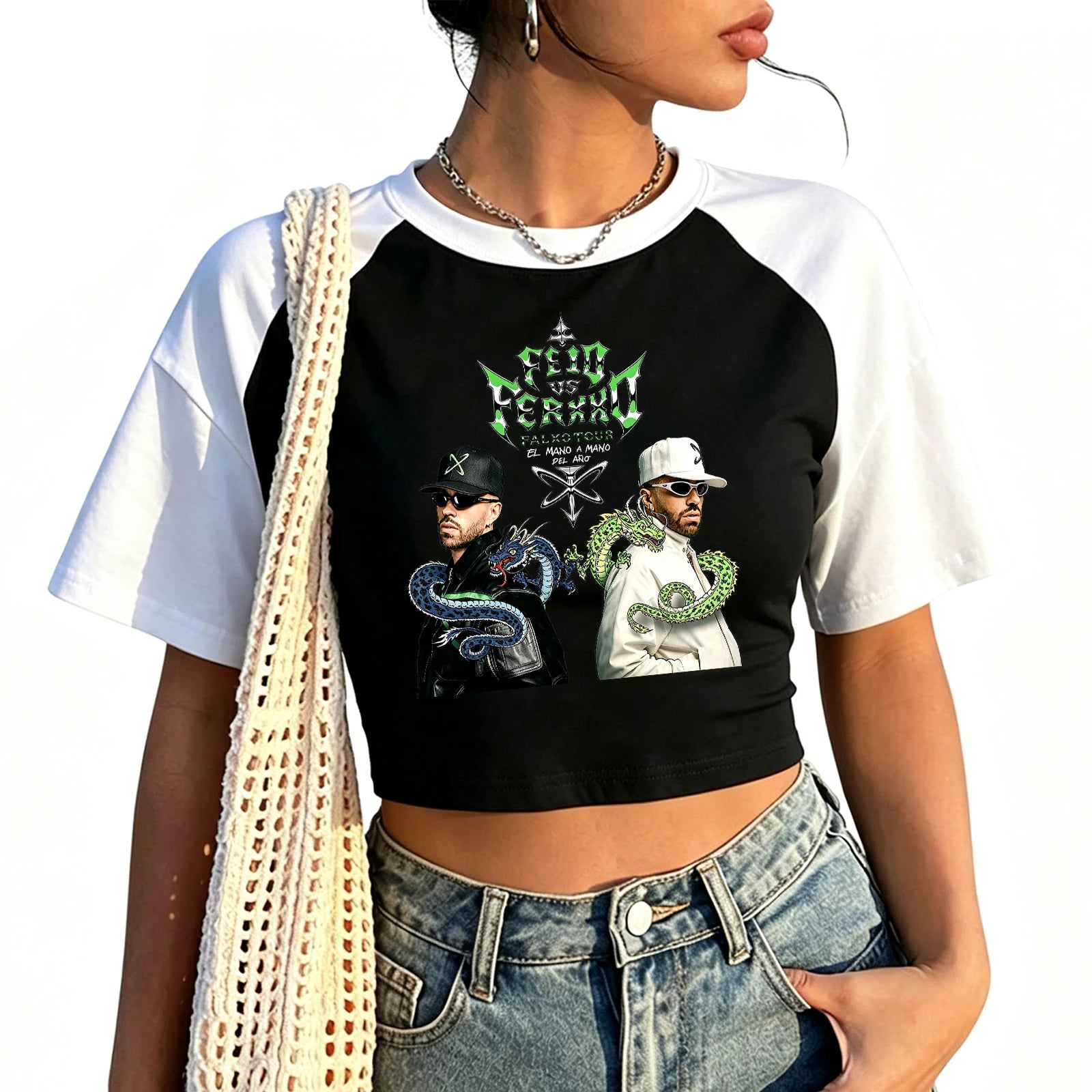 Feid Ferxxo Falxo Tour 2026 Crop Top Women Short Sleeve Graphic Tee Casual Y2K Streetwear Fans Merch Cropped T-shirt