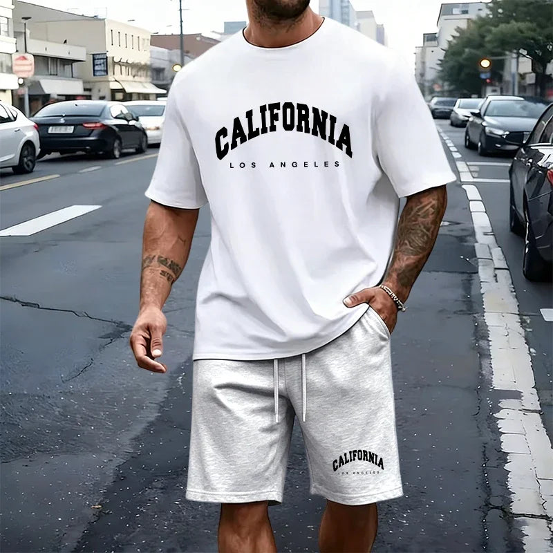 Men's T-Shirt Tracksuit Print Adult Sports Casual O Neck Short Sleeves Jogging Clothes Summer Street 2-Piece Set or Tees Shorts