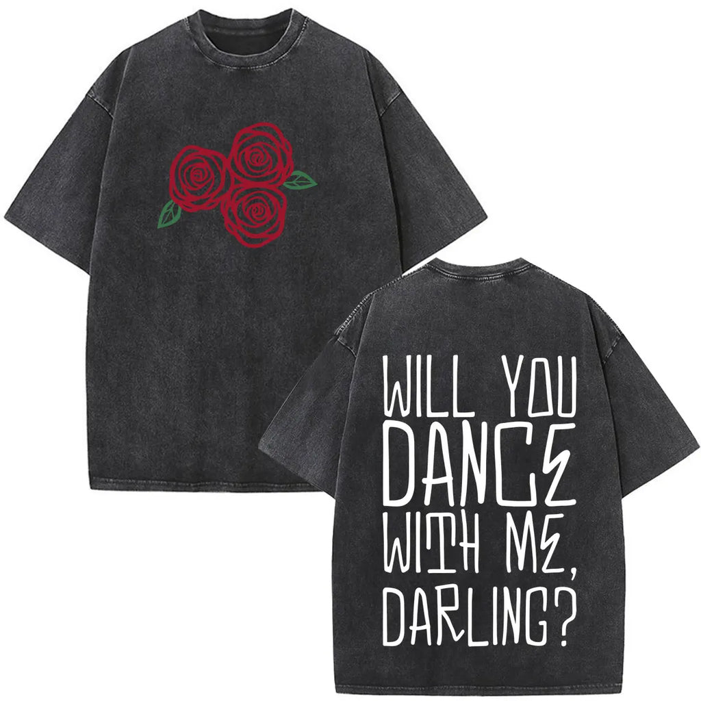Bruno Mars The Romantic Tour 2026 Print Vintage Washed T-shirt Man Woman Fashion T-shirts Cotton Loose Casual Oversized T-shirts