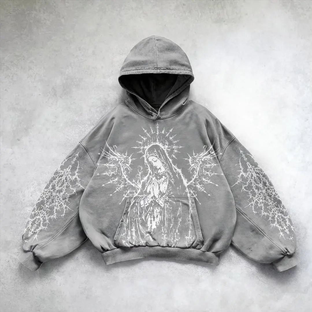 Harajuku Y2k Angel Pattern Hoodie Tops Oversized Hoodies Women Goth Streetwear Sweatshirt Tracksuit Men Couples Gothic Clothes
