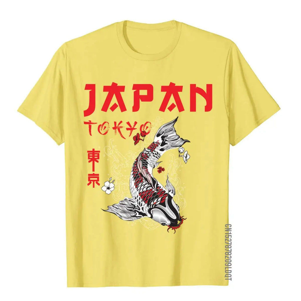 Japanese Fuji Dragon Yakuza Tokyo Koi Fish Customized Tops T Shirt For Men Cotton T Shirts Slim Fit Brand
