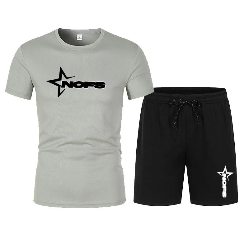 2026 men's summer T-shirt shorts suit, men's breathable sportswear suit, casual fashion short-sleeved T-shirt suit