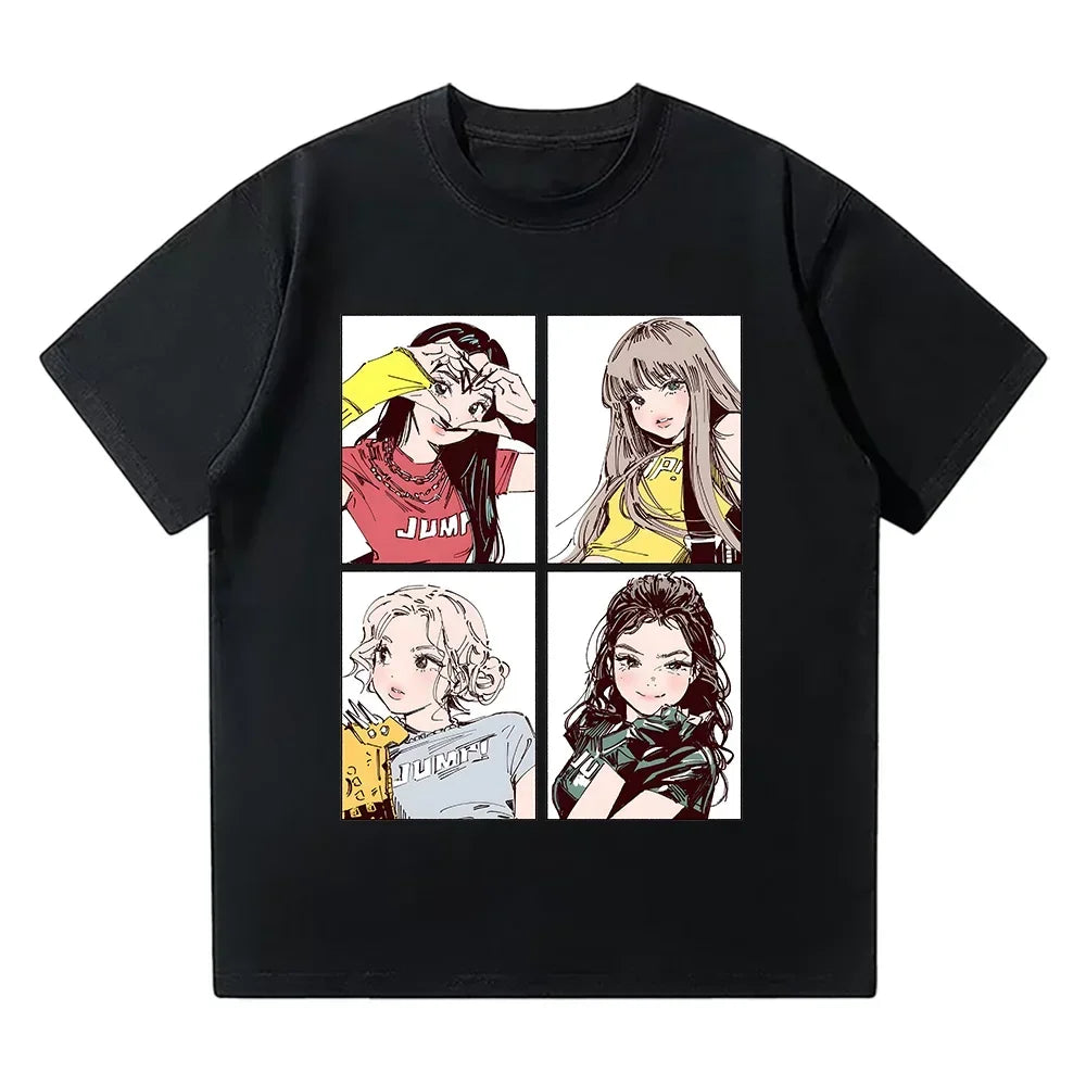 Kpop BP Jump 2026 Tees Pink Girls Band Clothing Adorable Anime Graphic T Shirts Summer High Quality  Comfortable Y2K Tops